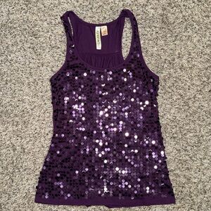Eyeshadow Purple Sequin Racerback Tank Top